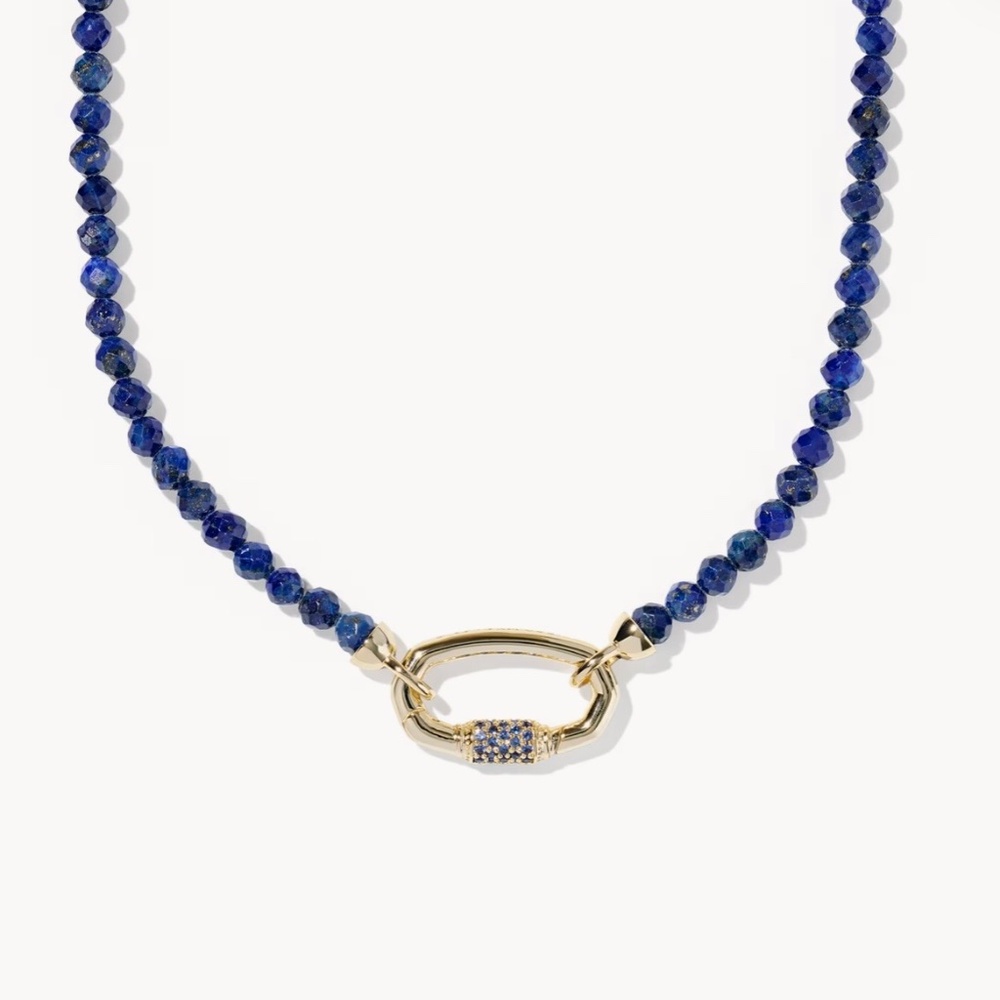 Kendra Scott Emery Gold Beaded Strand Necklace in Blue Lapis